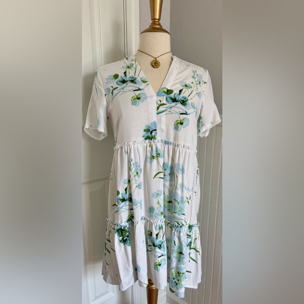 New with tags! Fever “Sky Blue Caked Linen Tier” dress! - Picture 5 of 14